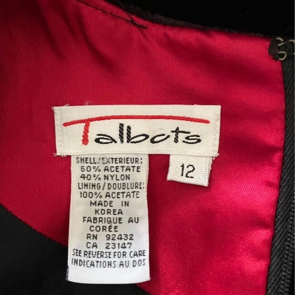 Vintage Talbots Black Velvet Shift Dress SIZE 12 - Picture 4 of 5